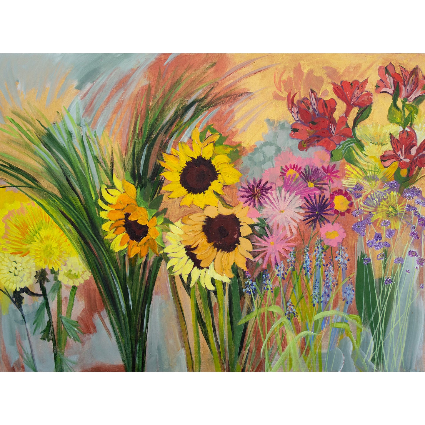 Copper and Gold Flower Echoes by Lila Bacon