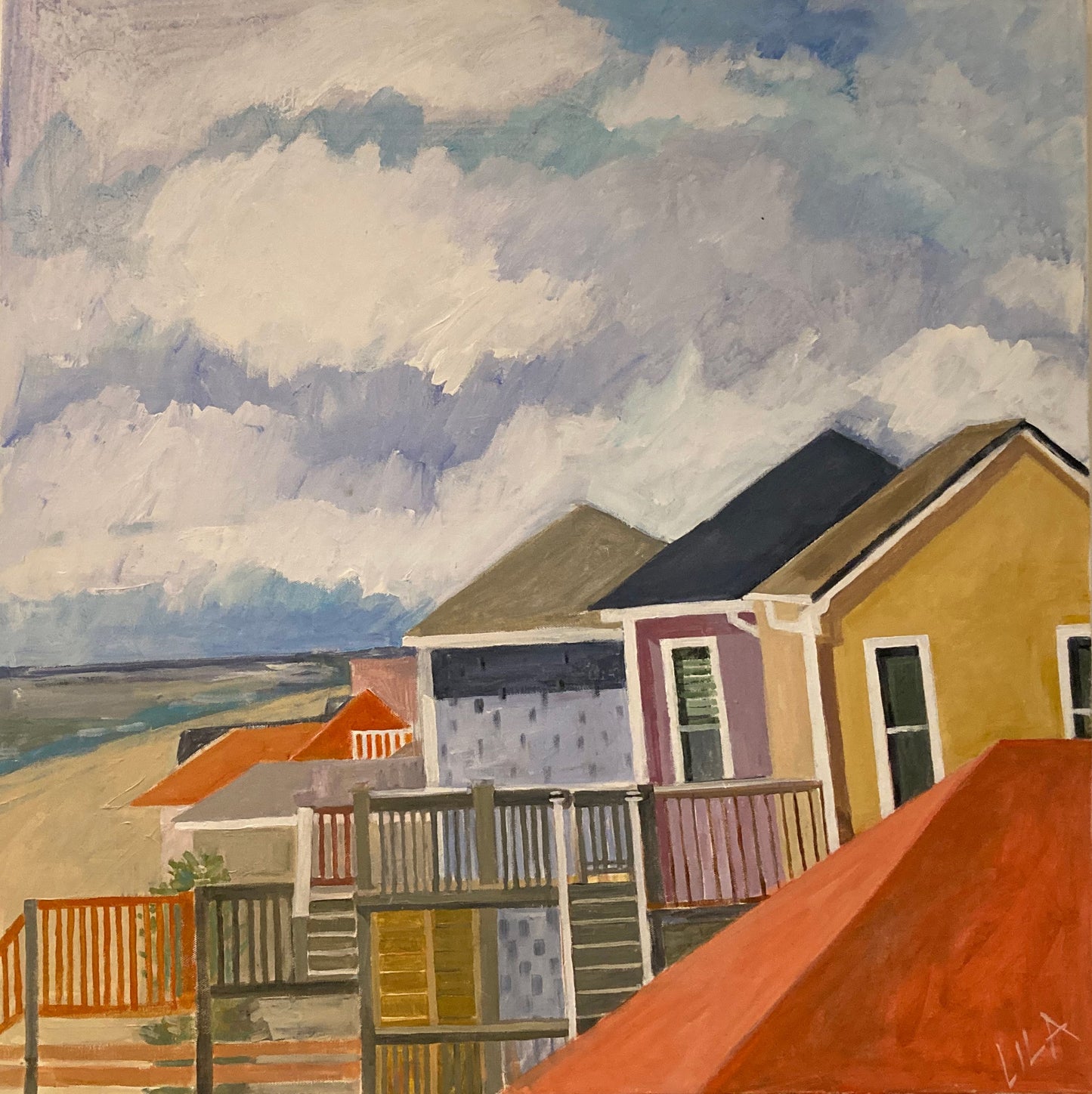 C-LB331-COVID-Topsail-Beach-2-05-2020-30x30-acrylic-Seascape-paintings-by-Lila-Bacon