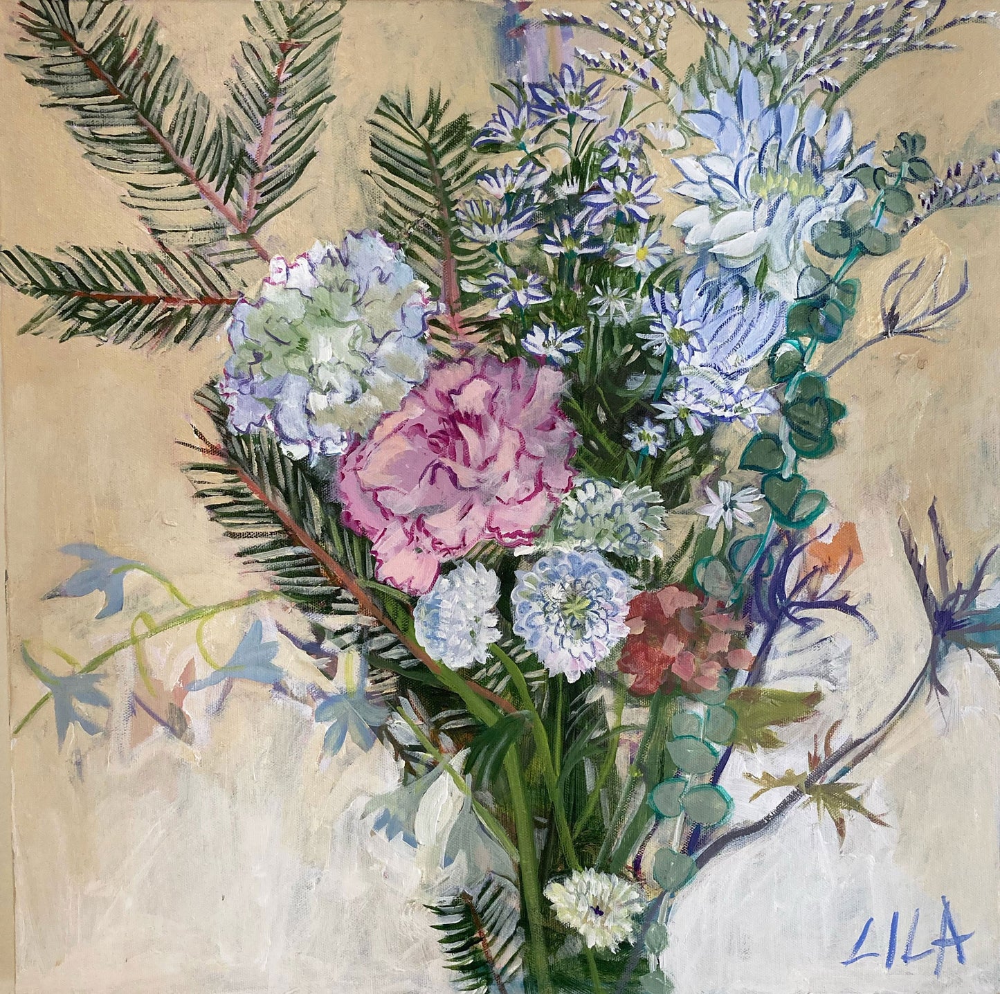 C-LB362 COVID Xmas 20x20 12-2020 Acrylic Painting by Lila Bacon