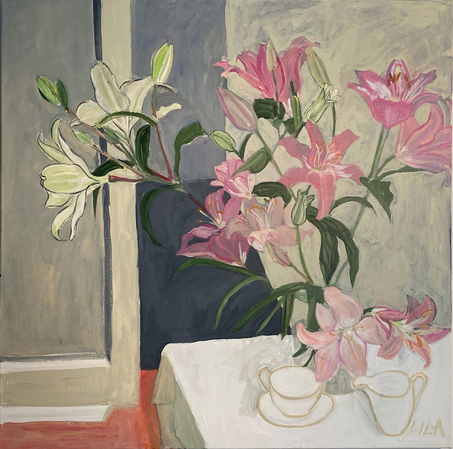 C-Lb367 COVID My Grandparents China 1 01-2021 30x30 Acrylic Painting by Lila Bacon