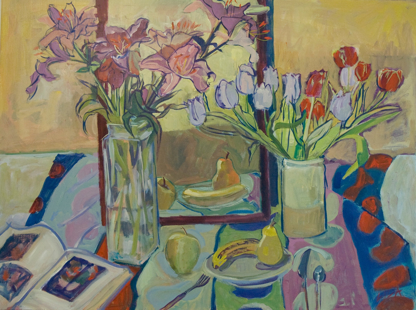 Tulips Lilies and Fruit