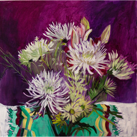 Purple with Mums Painting and Archival Giclee Print