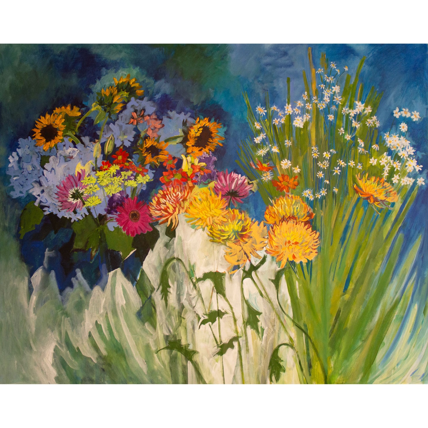 Mixed Flowers in Blue by Lila Bacon