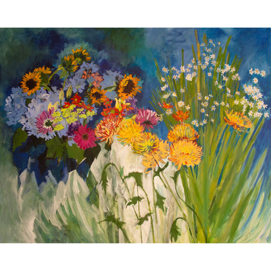 Mixed Flowers in Blue by Lila Bacon
