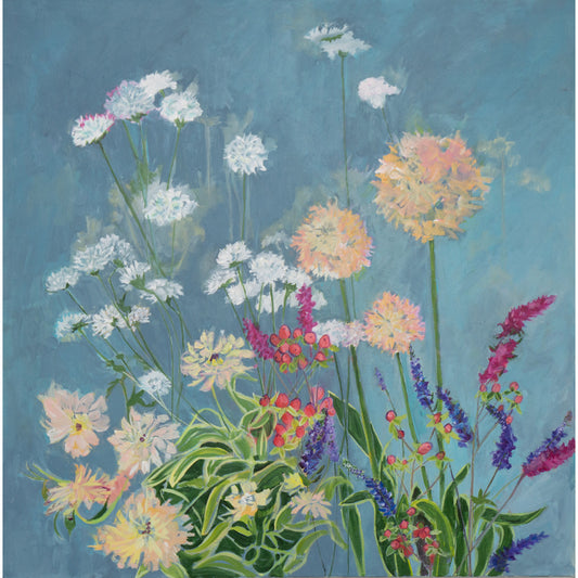 flower Echoes in Blue Painting and Archival Giclee Prints