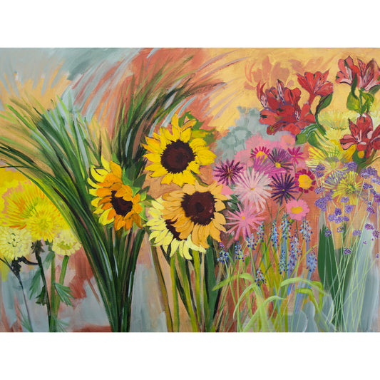 Copper and Gold Flower Echoes by Lila Bacon