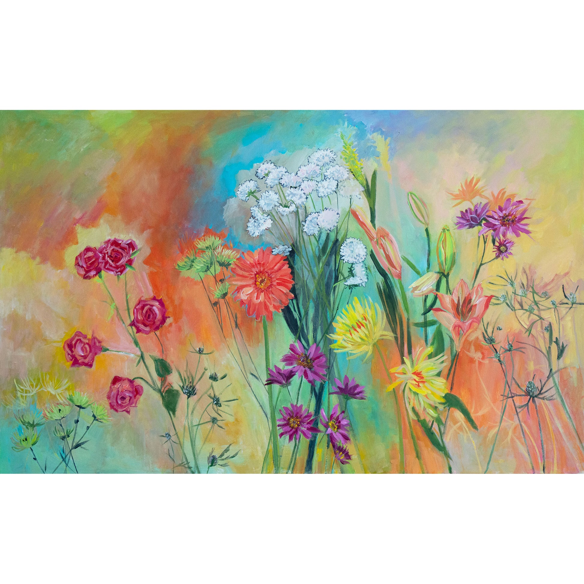 Rainbow Flower Echoes #2 Painting and Archival Giclee Prints