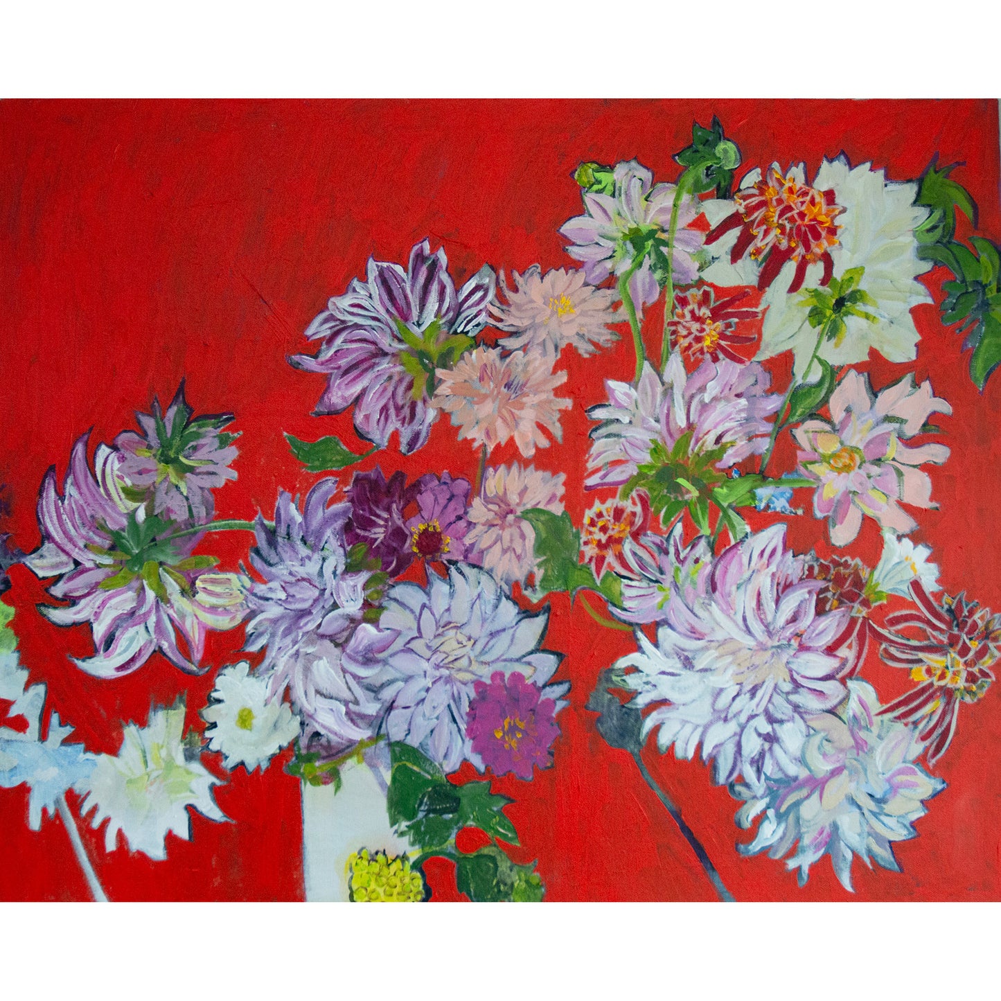 Dahlias in Red by Lila Bacon