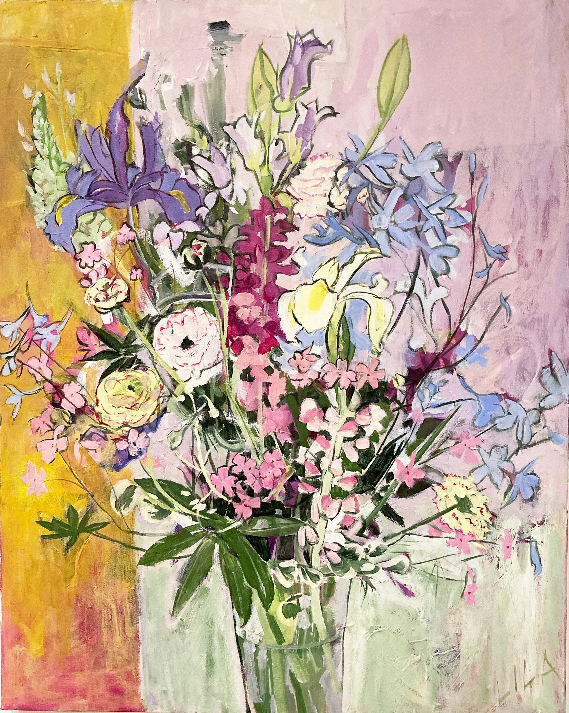 C-LB327-COVID-Birthday-Present-04-2020-24x30-acrylic-flower-paintings-by-Lila-Bacon