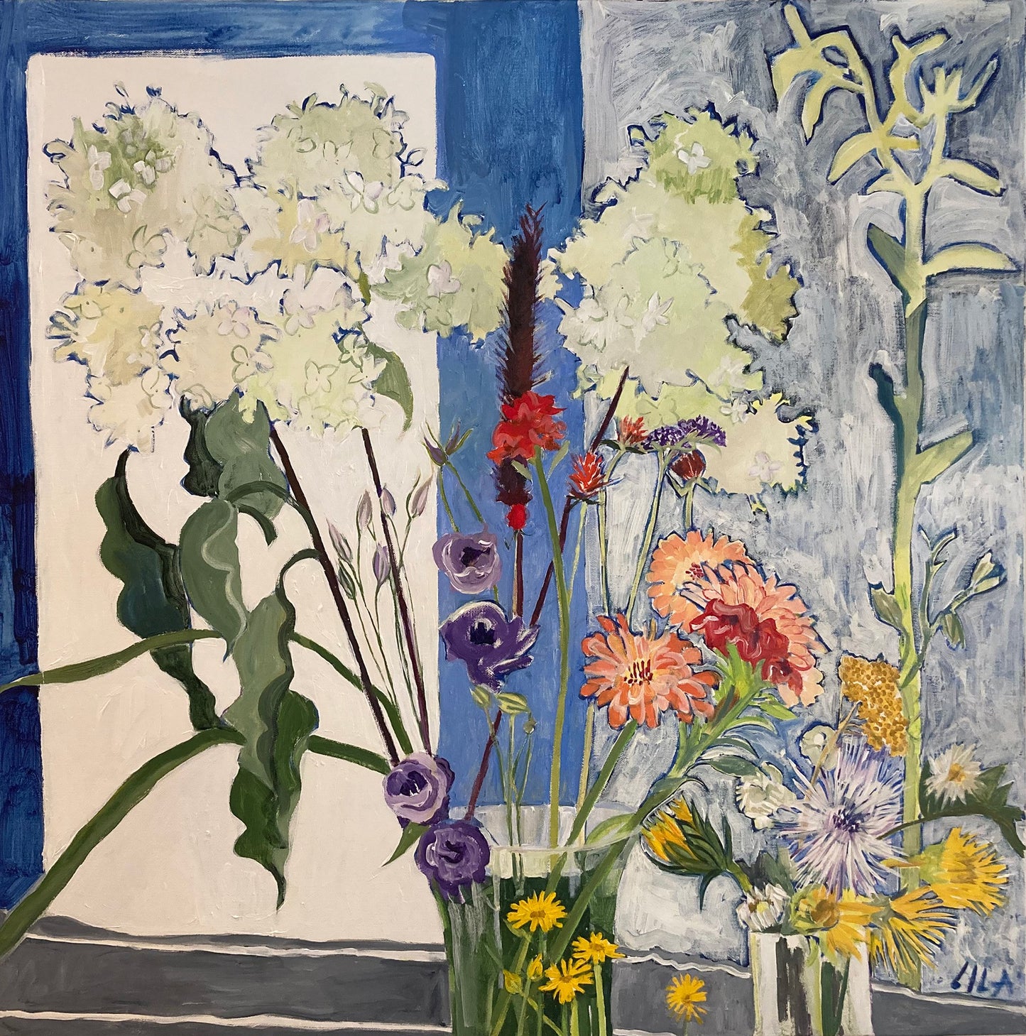 C-LB345-COVID-Hydrangea-07-2020-30x30-acrylic-flower-paintings-by-Lila-Bacon