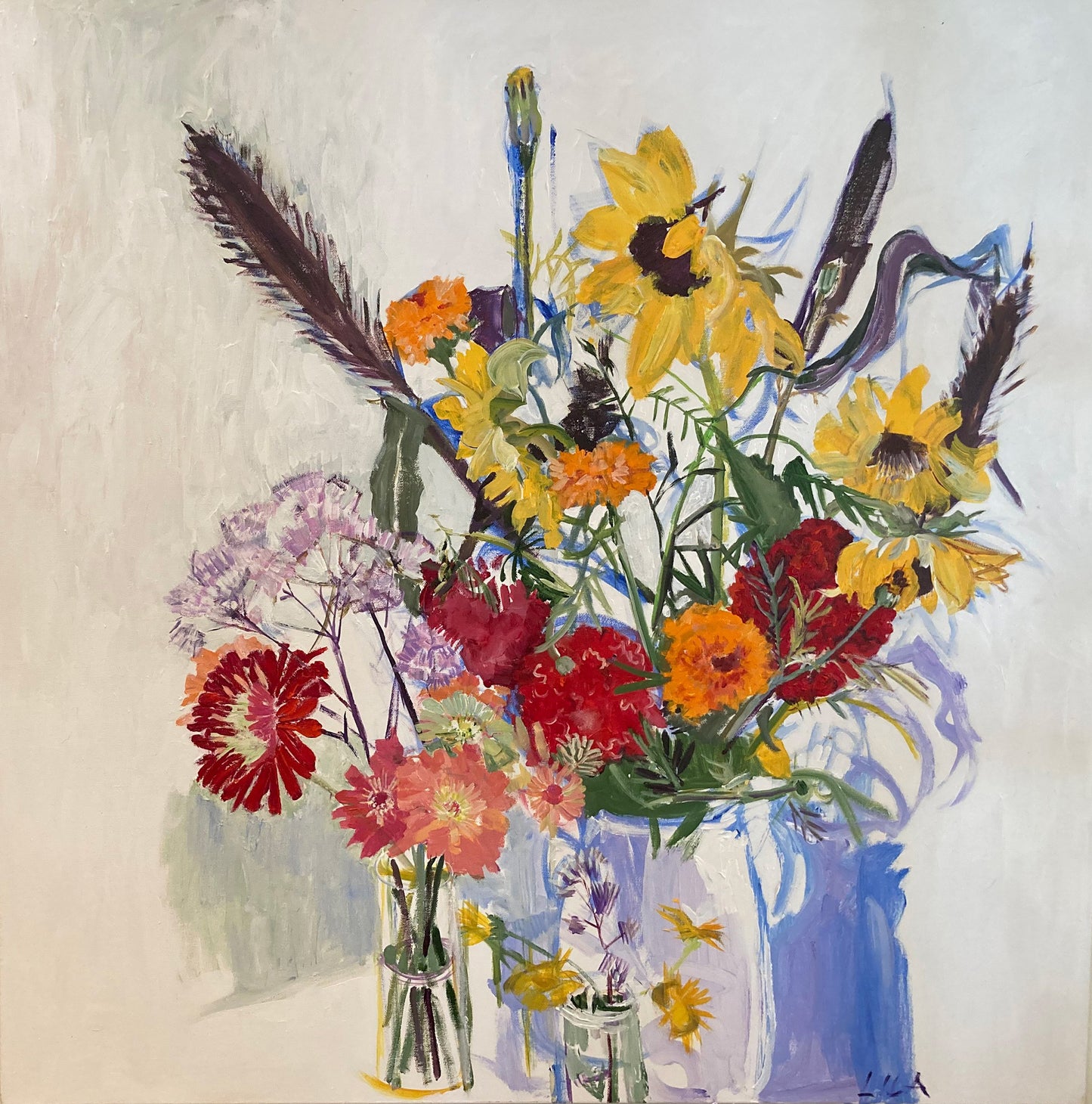 COVID Grouping, Acrylic Flower Paintings by Lila Bacon