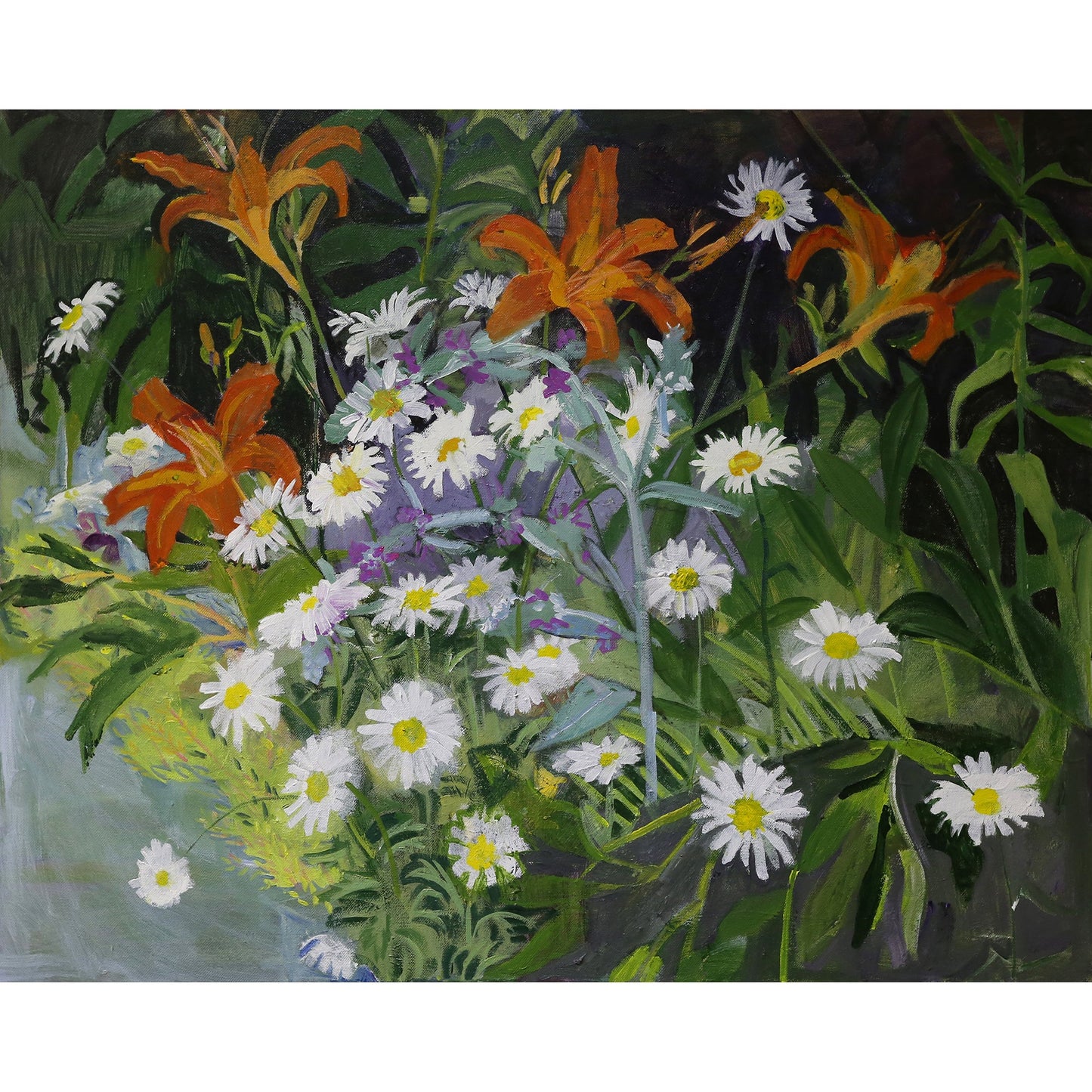 Lilies and Daisies in the Summer Garden