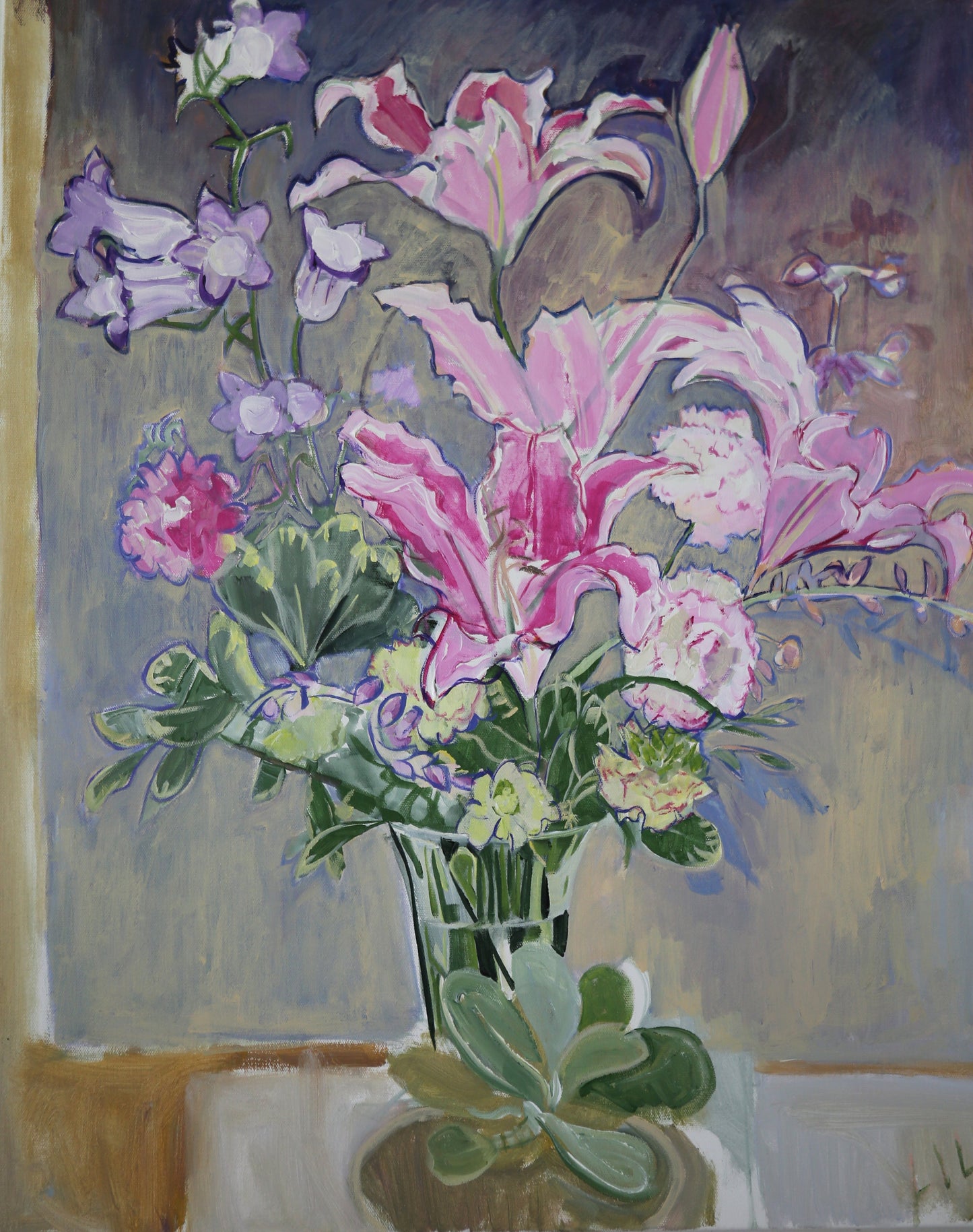 c-lb329-COVID-Lilies-NC-04-20-24x30-sold-stuart-and-hara-frankel-acrylic-flower-paintings-by-Lila-Bacon